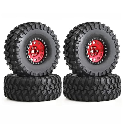 RC Ersatzteile Für Axial Für SCX10 Für Wraith RR10 Für Capra Für Traxxas Für TRX4 YK4082 YK4083 1/10 RC Crawler Auto 135mm Metall 2,2 "Beadlock Felge Reifen Set(Red) von GTFRUQAS