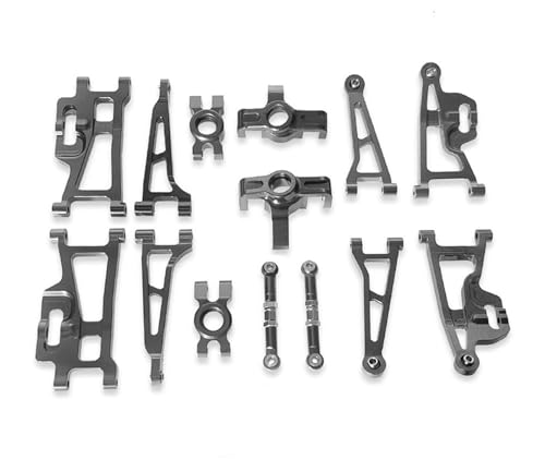 RC Ersatzteile Für Hyper Go Für MJX 1/14 14209 14210 H14BM Upgrade Rc Auto Fernbedienung Auto Teile Suspension Schaukel Arme Lenkung Stange Naben Set Zubehör(Gray) von GTFRUQAS