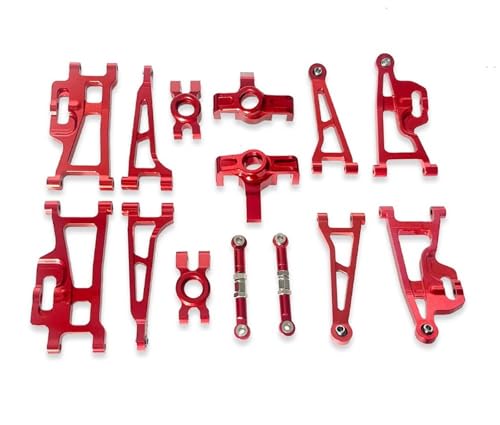 RC Ersatzteile Für Hyper Go Für MJX 1/14 14209 14210 H14BM Upgrade Rc Auto Fernbedienung Auto Teile Suspension Schaukel Arme Lenkung Stange Naben Set Zubehör(Red) von GTFRUQAS