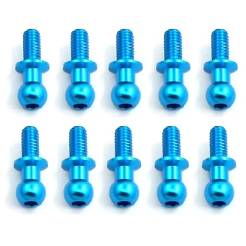 RC Ersatzteile Für Tamiya Für TT01 Für TT02 Für Sakura Für D5 1/10 10Pcs M3 Metall Hex Ball Kopf Schrauben RC Drift Auto Ersatzteile Universal(Blue) von GTFRUQAS