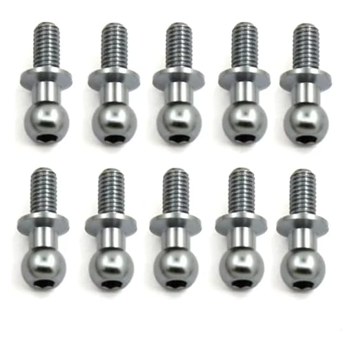 RC Ersatzteile Für Tamiya Für TT01 Für TT02 Für Sakura Für D5 1/10 10Pcs M3 Metall Hex Ball Kopf Schrauben RC Drift Auto Ersatzteile Universal(Gray) von GTFRUQAS