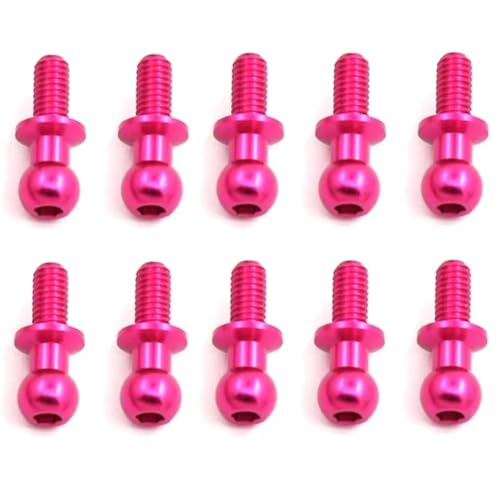 RC Ersatzteile Für Tamiya Für TT01 Für TT02 Für Sakura Für D5 1/10 10Pcs M3 Metall Hex Ball Kopf Schrauben RC Drift Auto Ersatzteile Universal(Red) von GTFRUQAS