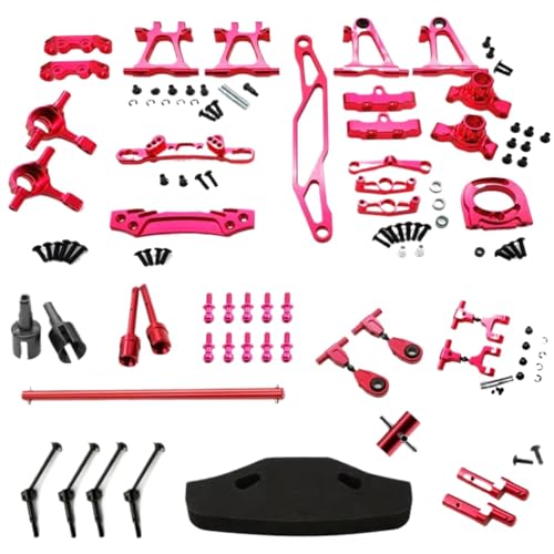 RC Ersatzteile Für Tamiya Für TT02 Für TT-02 1/10 RC Auto Metall Modifikation Zubehör Kit Suspension Arme Lenkung Set Upgrade Teile(Red) von GTFRUQAS