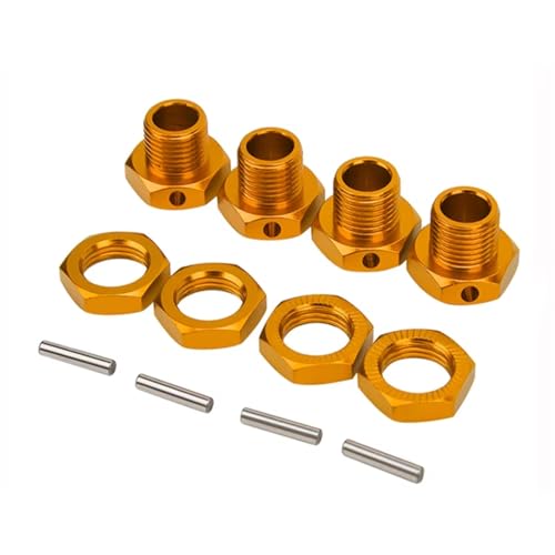 RC Ersatzteile Für Traxxas Für HPI Für Tamiya Für HSP Für Redcat Für Himoto 1/8 RC Auto Upgrade Teile 4 Stücke Metall 17mm Rad Hex Hub Adapter Mit Mutter 81011(Yellow) von GTFRUQAS