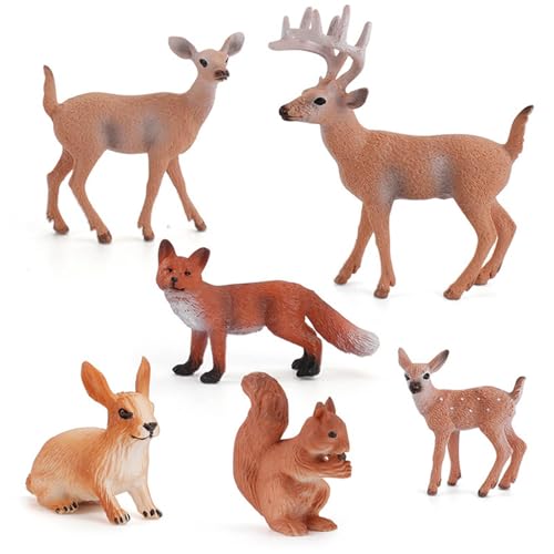6 Stück Miniatur Hirsch Ornamente - Weihnachten Tierfiguren, M-ini Tierfiguren Spielzeug, Waldtiere Figuren, Fuchs Kaninchen Eichhörnchen Figuren, Realistische Waldtier Hirsch Eichhörnchen Figuren 6 Stück Miniatur Hirsch Ornamente - Weihnachten Tierfiguren, M-ini Tierfiguren Spielzeug, Waldtiere Figuren, Fuchs Kaninchen Eichhörnchen Figuren, Realistische Waldtier Hirsch Eichhörnchen Figuren von GTFYUDGH