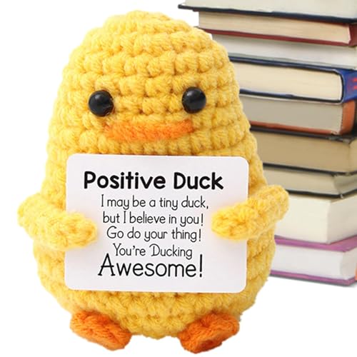 GTFYUDGH 3 Stück 7,5x5cm Süße Häkelpuppe - Positive Ente, Kreative Ente Puppe, Positive Ente Häkeln, Pocket Hug Positive Ente, Häkelnde Emotionale Inspirierende Entenpuppe Für Familie Freund von GTFYUDGH