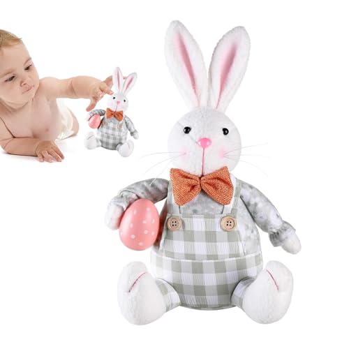 GTFYUDGH Gefüllter Osterhase, Hasengefüllter Tier - Nettes Kaninchengefüllter Tier mit Eier/Blume,12in weiches Kissen sitzende Kaninchenpuppe für Schlafzimmer, Wohnzimmer, Osternthemenpartys von GTFYUDGH