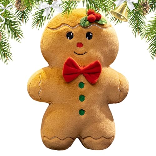 GTFYUDGH Lebkuchenmann Plüsch - Lebkuchenmann Kissen, Weihnachts Plüsch De-KOR, Weihnachtsbaum Plüschtier, Weihnachts Lebkuchen Kissen Plushie, Lebkuchen Wurfkissen Weihnachts Dekoration von GTFYUDGH