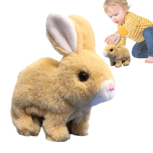 GTFYUDGH Springer Bunny Plüsch Haustier, Jumping Kaninchen für Mädchen | Elektrischer Sprung Kaninchen weiche Plüschfiguren - Wackelnde Ohren Interaktives elektronisches Haustier für Kinder und von GTFYUDGH