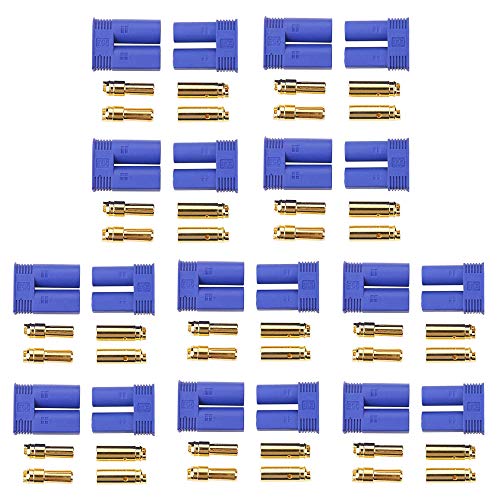 GTIWUNG 10 Paar EC5 Bananenstecker Weiblich Maennlich Rundstecker, EC5 5mm Anschlussstecker + Buchse Set Goldstecker Für RC ESC Akku LIPO Motor von GTIWUNG