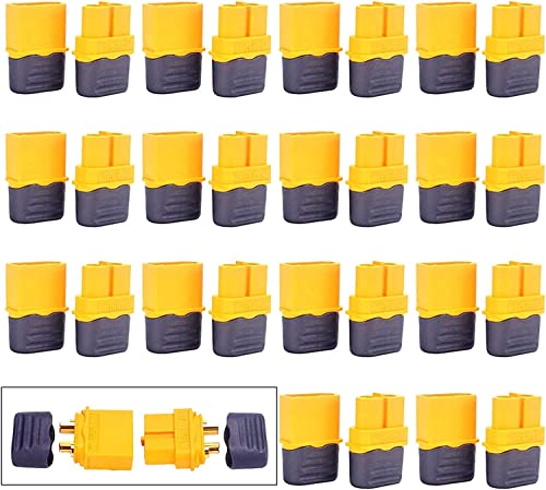 GTIWUNG 15 Pairs 15 Paar XT60 Batterie Anschlüsse, XT60 Männlich Weiblich Stecker Buchse, XT60H Mantelgehäuse Stecker für RC-Modell und mehr (15 Stück XT60H Stecker + 15 Stück XT60H Buchse) von GTIWUNG