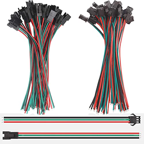 GTIWUNG 30 Paar JST SM 3Pin Steckverbinder, JST SM 3PIN Stecker Männlich zu Weiblich EL Draht Kabel Stecker Adapter, 3 Pin Steckverbinder Adapter mit 150 mm Elektrisch Kabel für LED Licht von GTIWUNG