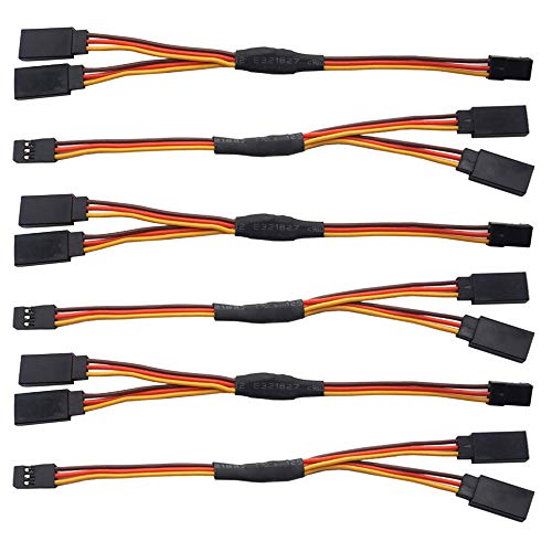 GTIWUNG 6 Stück Servo Y Kabel 22AWG 60 Kerne, Premium RC Servo Verlängerungskabel, Y Servo Extension, 6"/150mm 1 auf 2 Y Kabel, 3 Pin Kabel JR Stecker Verlängerung auf RC Flugzeug von GTIWUNG