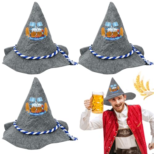 GTJEOI Bayern Seppelhut, 3 Stück Trachtenhut für Oktoberfest, Bayern Filzhut für Herren Damen, Bayernhut mit Blau Weißer Kordel, Hut Oktoberfest, Trachtenhut für Bayrische Volksfeste GTJEOI Bayern Seppelhut, 3 Stück Trachtenhut für Oktoberfest, Bayern Filzhut für Herren Damen, Bayernhut mit Blau Weißer Kordel, Hut Oktoberfest, Trachtenhut für Bayrische Volksfeste von GTJEOI