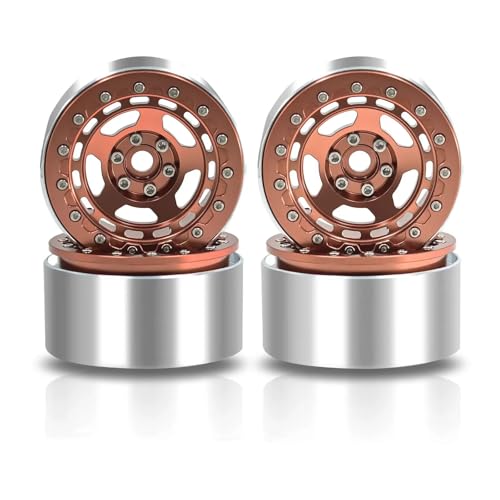 Für Axial Für SCX10 Für Wraith Für Capra Für RR10 RBX10 Für Traxxas Für TRX4 D90 1/10 4 Stücke Metall 2,2 "Beadlock Rad Felge Rad Hub RC Zubehör(Brown) von GTVNPOA