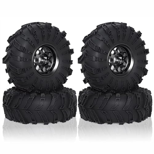 Für Axial Für SCX10 Für Wraith Für RR10 Für Capra Für Traxxas Für TRX4 YK4082 YK4083 1/10 4 Stücke 138mm Metall 2,2 "Beadlock Felge Reifen RC Zubehör(Black) von GTVNPOA