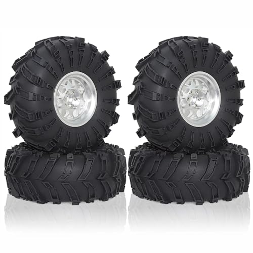 Für Axial Für SCX10 Für Wraith Für RR10 Für Capra Für Traxxas Für TRX4 YK4082 YK4083 1/10 4 Stücke 138mm Metall 2,2 "Beadlock Felge Reifen RC Zubehör(Silver) von GTVNPOA