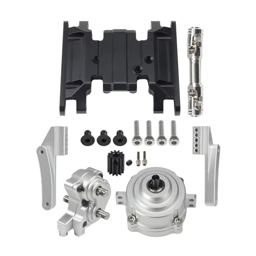 Für Axial Für SCX10 II 90046 1/10 Planetengetriebe Mit Ritzel Transfer Fall Skid Platte Set RC Upgrade Teile Zubehör RC Zubehör(Silver) von GTVNPOA