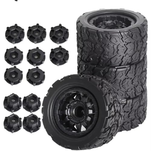 Für Tamiya Für HPI Für Kyosho Für Arrma 1/10 4PCS RC Universal Tyres Trucks Reifen Accessoire RC Car 12-14 Mm Adapter Kunststoffreifen Ersetzen RC Zubehör(Size2) von GTVNPOA