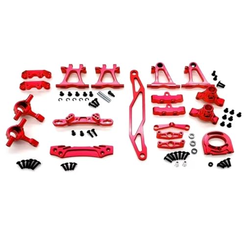 Für Tamiya Für TT-02 1/10 Metall Modifikation Zubehör Kit Suspension Arme Lenkung RC Auto Upgrade Teile Zubehör Ersatz RC Zubehör(Red) von GTVNPOA