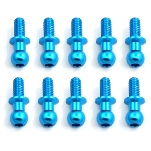 Für Tamiya Für TT01 Für TT02 Für Sakura D5 1/10 10Pcs M3 Metall Hex Ball Kopf Schrauben RC Drift Auto Ersatzteile Universal Zubehör Ersatz RC Zubehör(Blue) von GTVNPOA