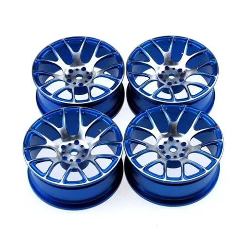 Für Tamiya Für Tt-01 Für Tt-02 Xv-01 Für Hsp Für Hpi 1/10 Ersatz Aluminium Legierung Metall Felge Hub Verbesserte Reparatur Teile RC Zubehör(Blue) von GTVNPOA