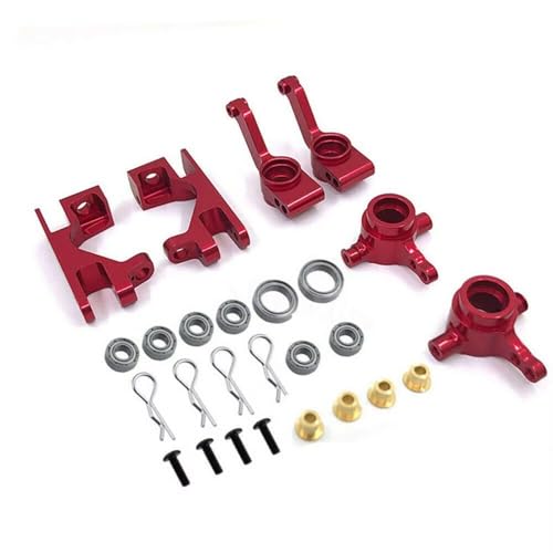 Für Traxxas Für Slash 4X4 1/10 1 Set Metall Caster Block Lenkung Block C Typ Hub Achsschenkel Halterung Mit Kugellager RC Auto Teile RC Zubehör(Red) von GTVNPOA