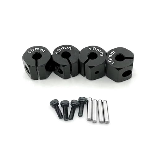 GTVNPOA Für Axial Für SCX10 90046 1/10 4 Pcs Aluminium Rad Sechskantmutter Stick Hub 8/9/10/11/12mm RC Upgrade Teile Zubehör RC Zubehör(Black,10mmm) von GTVNPOA