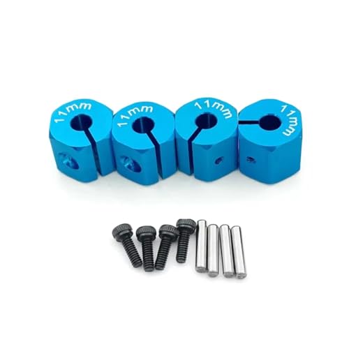 GTVNPOA Für Axial Für SCX10 90046 1/10 4 Pcs Aluminium Rad Sechskantmutter Stick Hub 8/9/10/11/12mm RC Upgrade Teile Zubehör RC Zubehör(Blue,11mm) von GTVNPOA