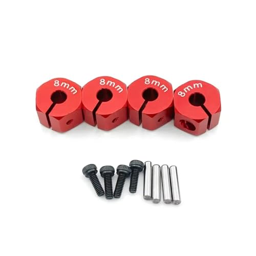 GTVNPOA Für Axial Für SCX10 90046 1/10 4 Pcs Aluminium Rad Sechskantmutter Stick Hub 8/9/10/11/12mm RC Upgrade Teile Zubehör RC Zubehör(Red,8mmm) von GTVNPOA