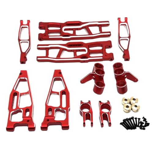 GTVNPOA Für FS Für Racing Für Tank Für Atom Sharks Leopard Für Focus 6S 1/8 Metall Vorder- Und Hinterradaufhängung Lenkblock RC Auto Upgrade Teile RC Zubehör(Red) von GTVNPOA