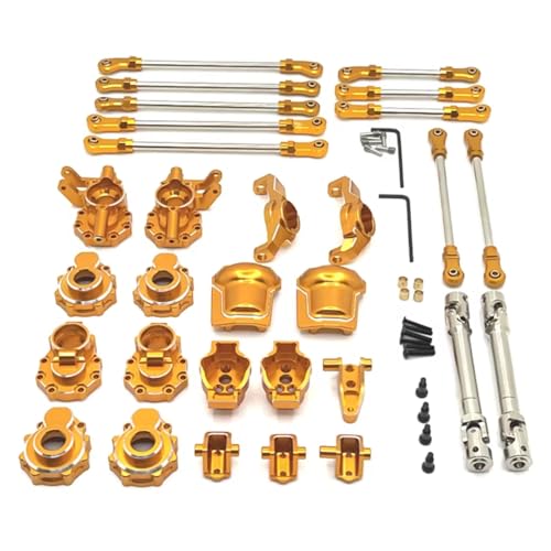 GTVNPOA Für HB Für Spielzeug R1001 R1002 R1003 1/10 Metallportal Achse Getriebegehäuse Diff-Abdeckung Achsenhalterung Antriebswellenverbindungssatz RC Auto-Upgrade-Teile RC Zubehör(Yellow) von GTVNPOA