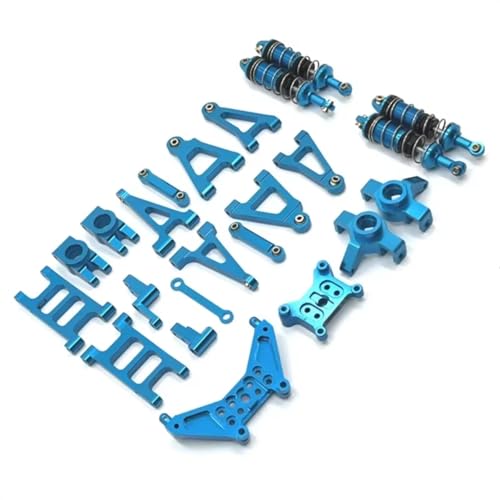 GTVNPOA Für MJX Für 14301 14302 1/14 Vorne Und Hinten Rocker Arm Lenkung Tasse Stoßdämpfer Metall Upgrade Kit Fernbedienung Auto Teile RC Zubehör(Blue) von GTVNPOA