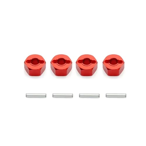 GTVNPOA Für MJX Für H16 16207 16208 16209 16210 1/16 4Pcs Metall Hub Hex Adapter 12mm RC Upgrade Teile Zubehör RC Zubehör(Red) von GTVNPOA