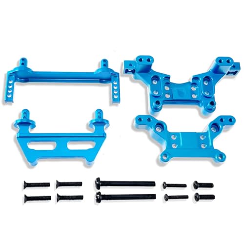 GTVNPOA Für MJX Für Hyper Go Für 16208 16209 16210 H16 H16BM 1/16 RC Metall Upgrade Teile Vorne Hinten Körper Säulen Schock Turm RC Zubehör(Blue) von GTVNPOA