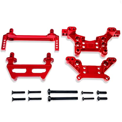 GTVNPOA Für MJX Für Hyper Go Für 16208 16209 16210 H16 H16BM 1/16 RC Metall Upgrade Teile Vorne Hinten Körper Säulen Schock Turm RC Zubehör(Red) von GTVNPOA