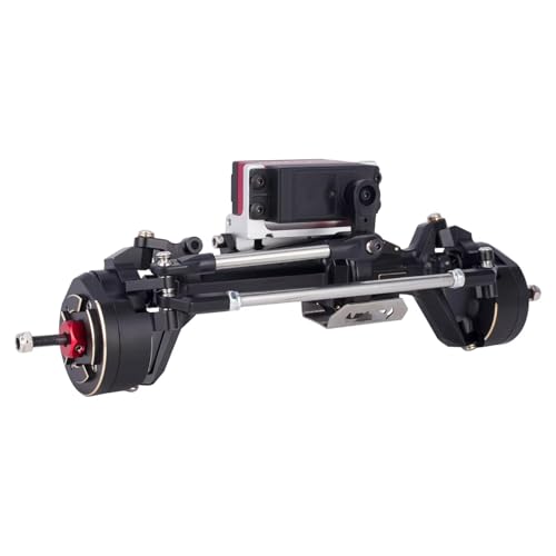 GTVNPOA Für SCX10 III Für AR45P 1/10 RC Crawler Auto Offset Portal Achse Mit Konstante Geschwindigkeit Driveshift Zwei Servo Montieren Und Lenkung Rodfor RC Zubehör(Black,Front axle) von GTVNPOA