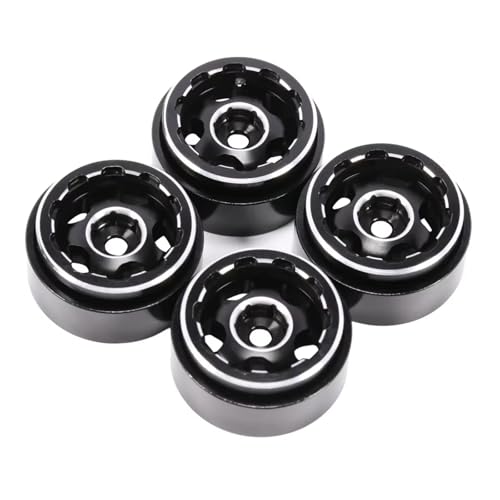 GTVNPOA Für SCX24 Für TRX4M Für FCX24 AX24 1/18 1/24 Aluminium 1,0 "Beadlock Rad Felgen 5-Speichen Hub RC Upgrade Teile Zubehör RC Zubehör(Black) von GTVNPOA