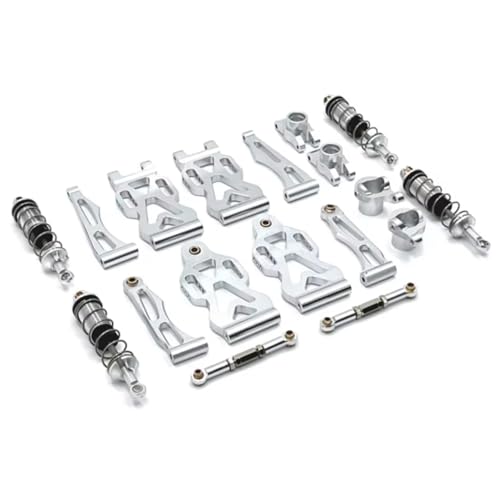 GTVNPOA Für SCY Für 16101 Für 16102 Für 16106 Für 16201 1/16 Metall Upgrade Teile Kit Vorderen Und Hinteren Arm Stoßdämpfer RC Auto Upgrade Teile RC Zubehör(Silver) von GTVNPOA