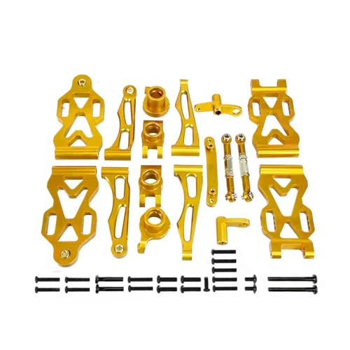 GTVNPOA Für SCY RC Auto 16101 16102Pro 16103 Upgrade Metall Teile Zubehör Aluminium Legierung Suspension Arm Rad Für Sitz Lenkung Tasse Set RC Zubehör(Yellow) von GTVNPOA