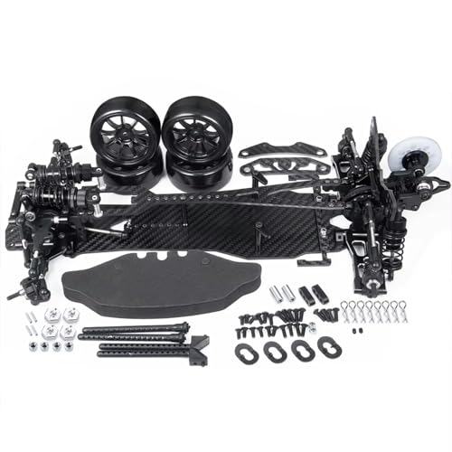 GTVNPOA Für Sakura Für D5 1/10 Metall Carbon Faser Kunststoff Rahmen Kit Rad Felgen Stoßdämpfer RC Fernbedienung Drift Auto Teile RC Zubehör(Black) von GTVNPOA