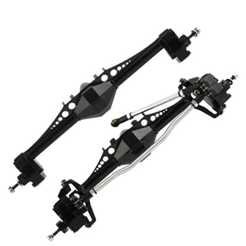 GTVNPOA Für Scx10 III Für Axial Für Capra 1,9 Für Unlimited Für Trail Für UTB Für Currie Für F9 1/10 2 Stücke Aluminium Legierung Vordere Hinterachse RC Zubehör(Black) von GTVNPOA