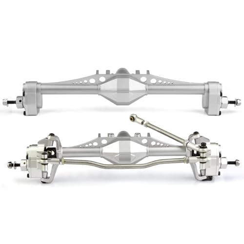 GTVNPOA Für Scx10 III Für Axial Für Capra 1,9 Für Unlimited Für Trail Für UTB Für Currie Für F9 1/10 2 Stücke Aluminium Legierung Vordere Hinterachse RC Zubehör(Silver) von GTVNPOA