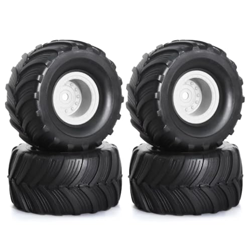 GTVNPOA Für TRX4M 1/18 Für FMS Für FCX24 Für Axial Für SCX24 Für AX24 1/24 4 Stücke 52mm 1,0 "für Monster Truck Felge Reifen Set RC Crawler RC Zubehör(White) von GTVNPOA