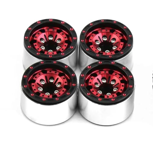 GTVNPOA Für TRX4M Für Axial Für SCX24 1/18 4Pcs 1,0 Zoll Metall Beadlock Radnabe Felge RC Upgrade Teile Zubehör RC Zubehör(Red) von GTVNPOA