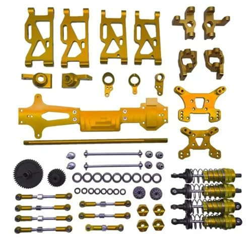 GTVNPOA Für WLtoys Für 144001 1/14 RC Auto Upgrade Metall Ersatzteile Kompletter Satz Metallteile RC Auto Upgrade Teile Zubehör Ersatz RC Zubehör(Yellow) von GTVNPOA