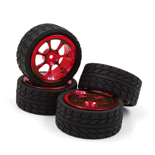 GTVNPOA Für WLtoys Für 144001 144002 144010 1/14 124016 124017 124018 124019 1/12 Drift Rad Hub Reifen RC Auto Upgrade Teile 65x26 MM Und Verschleiß-Beständig RC Zubehör(Red) von GTVNPOA