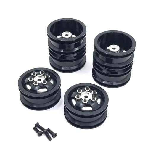 GTVNPOA Für WPL Für B14 B16 B24 B36 C14 C24 C34 Für HengLong Für Feiyu 1/16 Metall Einzigen Vorne Hinten Dual Radnabe Upgrade Rad Rahmen RC Zubehör(Black,Size1) von GTVNPOA