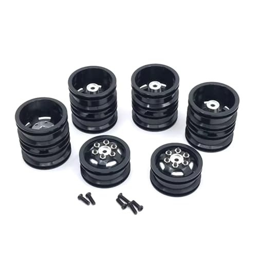 GTVNPOA Für WPL Für B14 B16 B24 B36 C14 C24 C34 Für HengLong Für Feiyu 1/16 Metall Einzigen Vorne Hinten Dual Radnabe Upgrade Rad Rahmen RC Zubehör(Black,Size2) von GTVNPOA