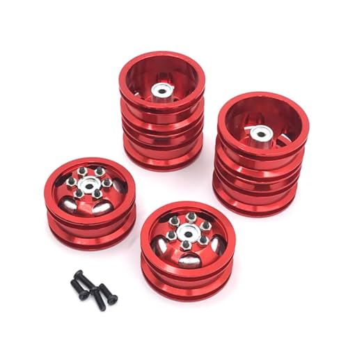 GTVNPOA Für WPL Für B14 B16 B24 B36 C14 C24 C34 Für HengLong Für Feiyu 1/16 Metall Einzigen Vorne Hinten Dual Radnabe Upgrade Rad Rahmen RC Zubehör(Red,Size1) von GTVNPOA